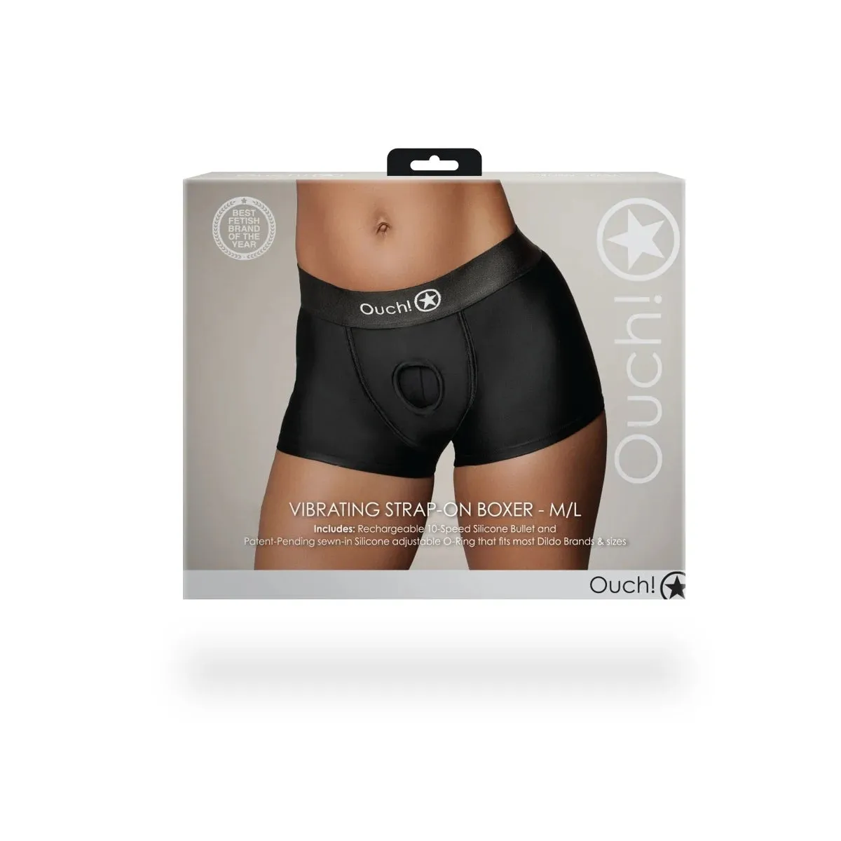 Ouch Vibrating Strap-On Boxer Black