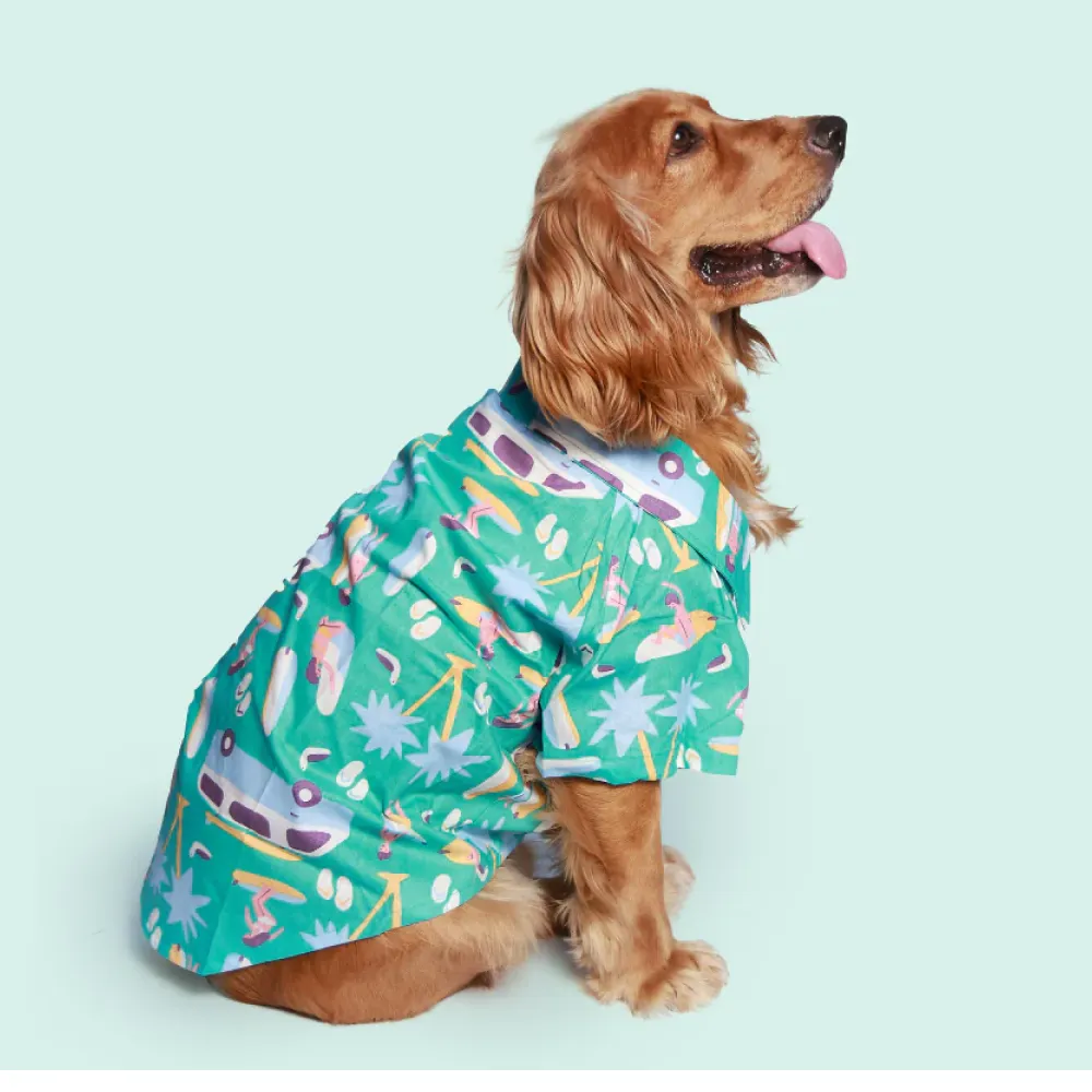 Pet Set Go Beach Club Cotton Shirt for Dogs (Blue)