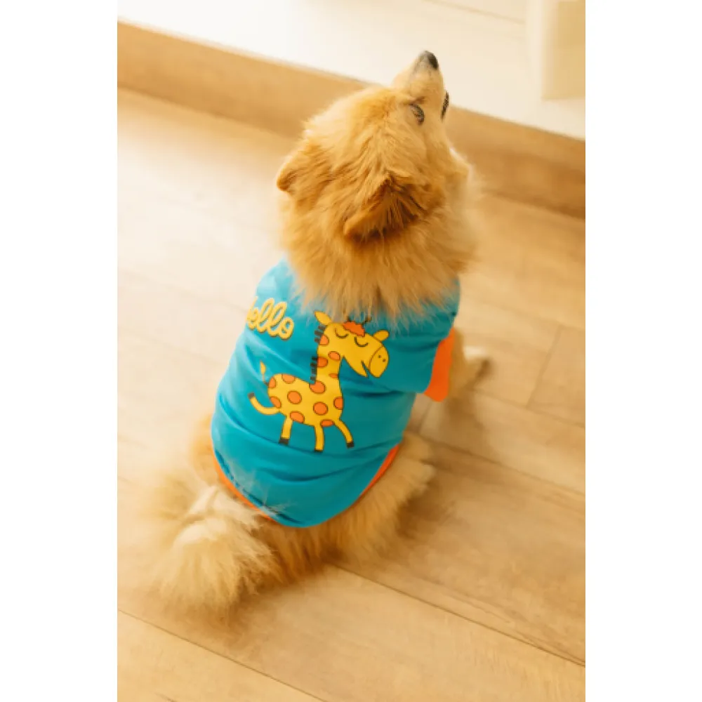 Pet Set Go Giraffe T-shirt for Dogs (Blue)