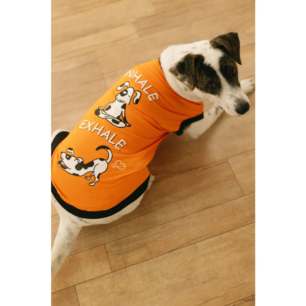 Pet Set Go Inhale Exhale T-shirt for Dogs (Orange)