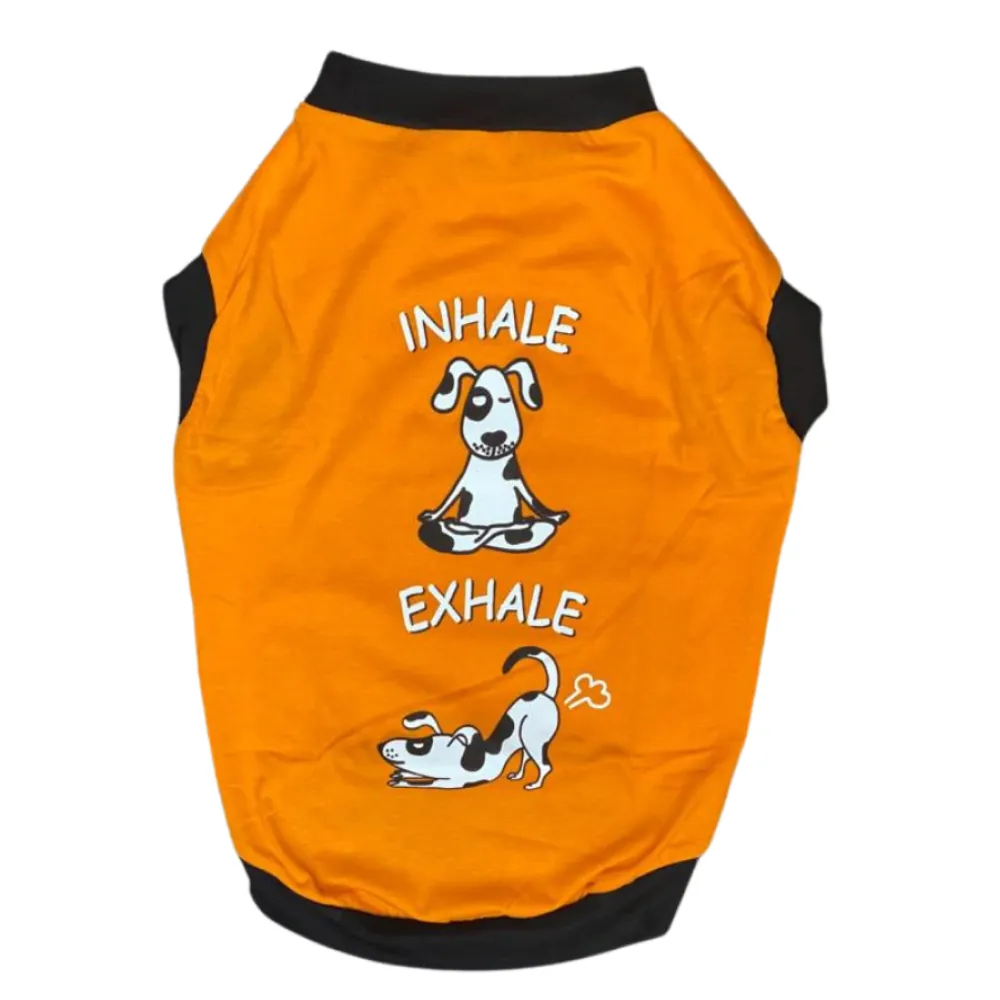 Pet Set Go Inhale Exhale T-shirt for Dogs (Orange)