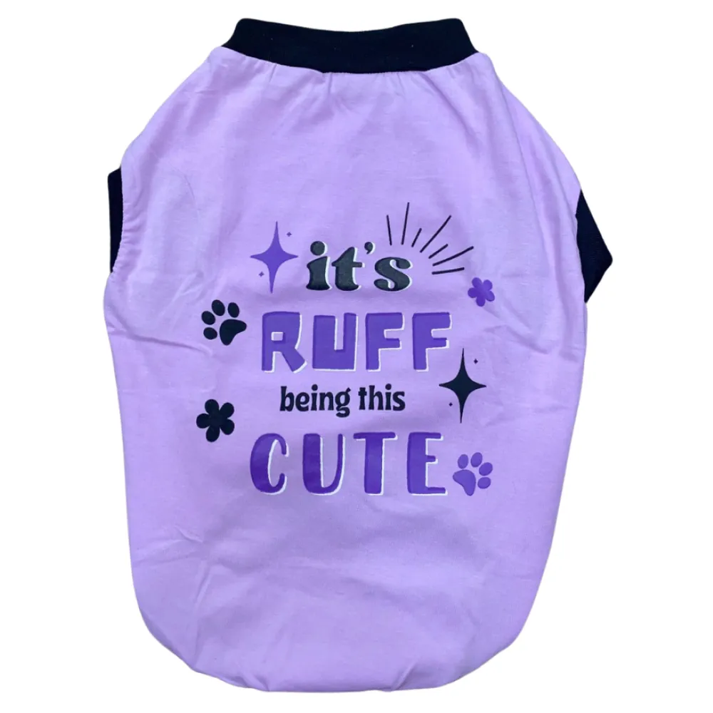 Pet Set Go Its Ruff Being This Cute T-Shirt for Dogs (Light Voilet)