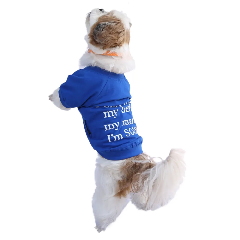 Pet Set Go Love My Bed & Mama T-shirt for Dog (Blue)