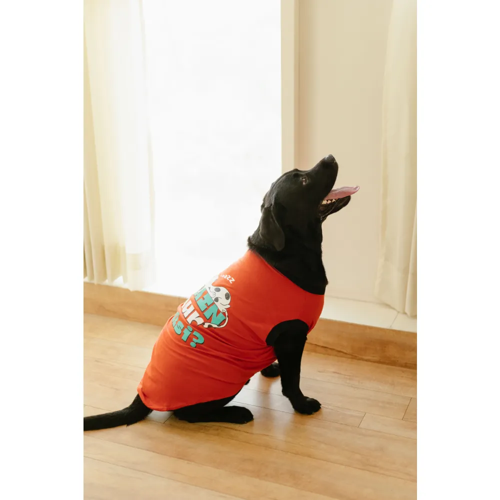 Pet Set Go Main Aur Aalsi T-shirt for Dog (Red)