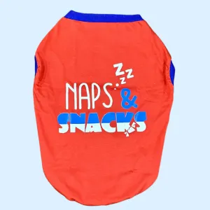 Pet Set Go Naps & Snacks T Shirt for Dogs (Red)