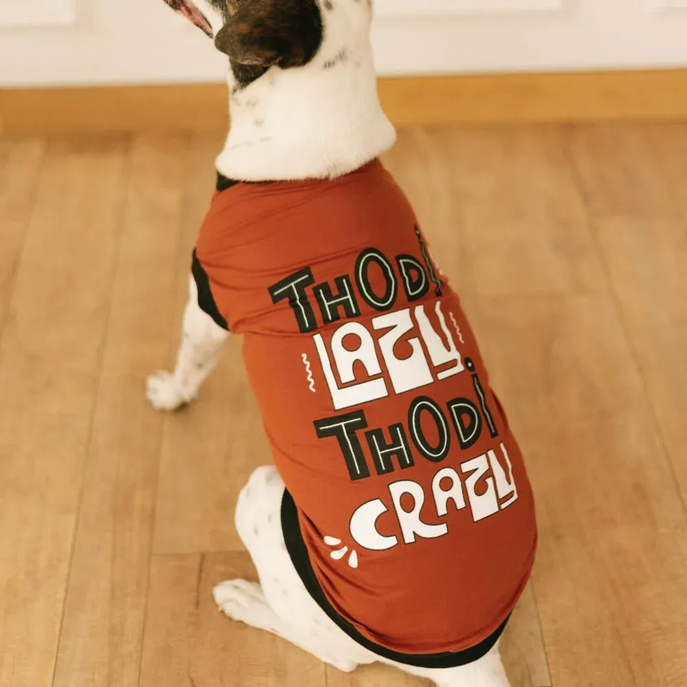 Pet Set Go Thodi Crazy Thodi Lazy T Shirt for Dogs (Brown)