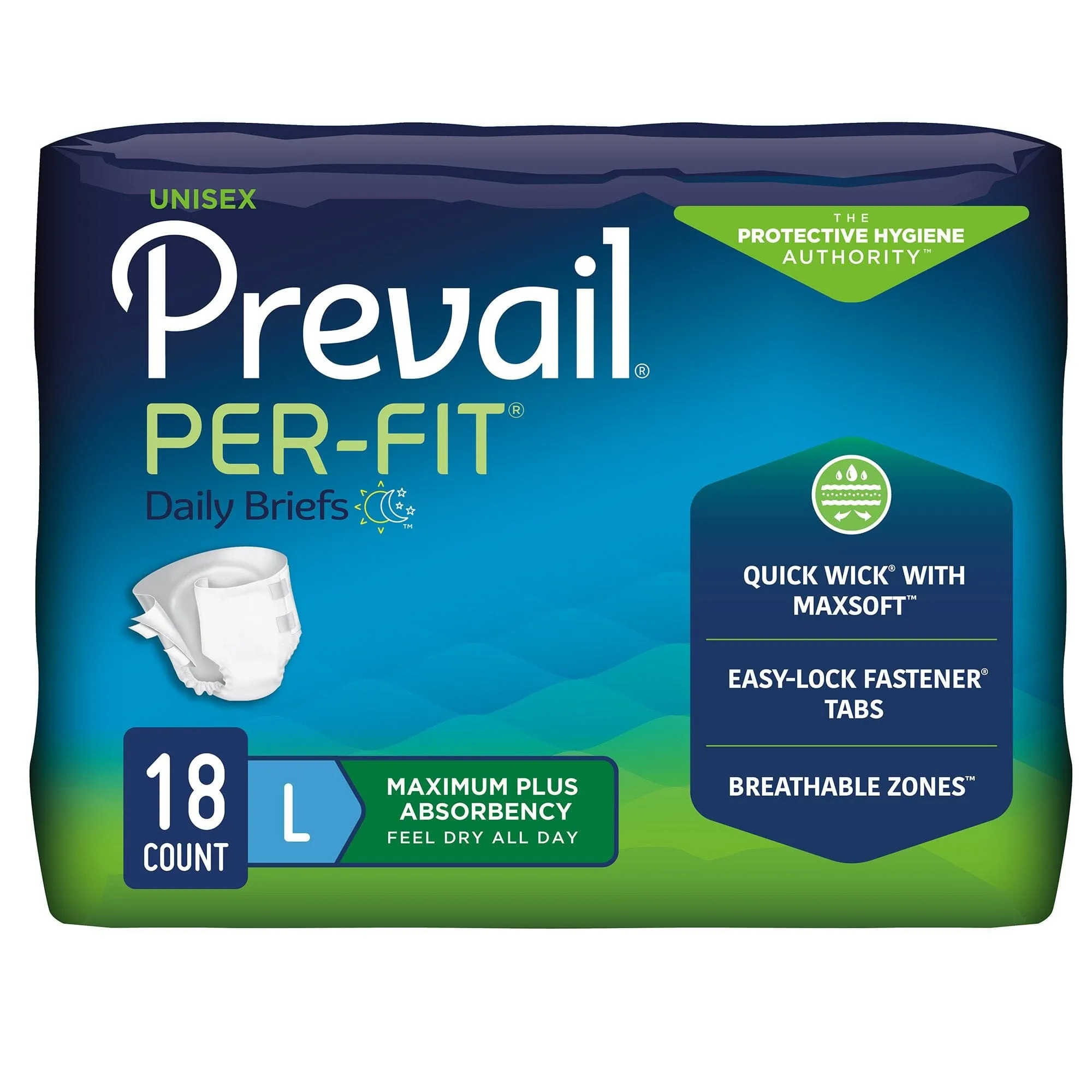 Prevail Per-Fit Unisex Daily Briefs - Maximum Absorbency