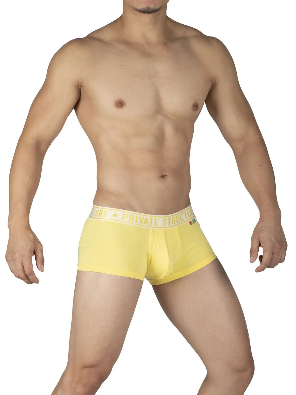 Private Structure EPUT4386 Pride 2PK Mid Waist Trunks Color Yellow-Blue