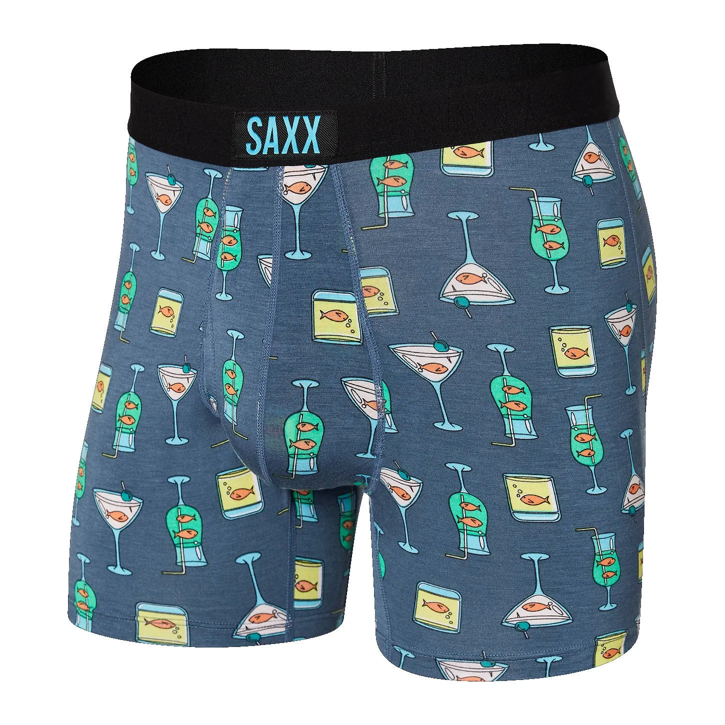 Saxx Mens Ultra Boxer Brief Fly Nautical Nightcap Blue