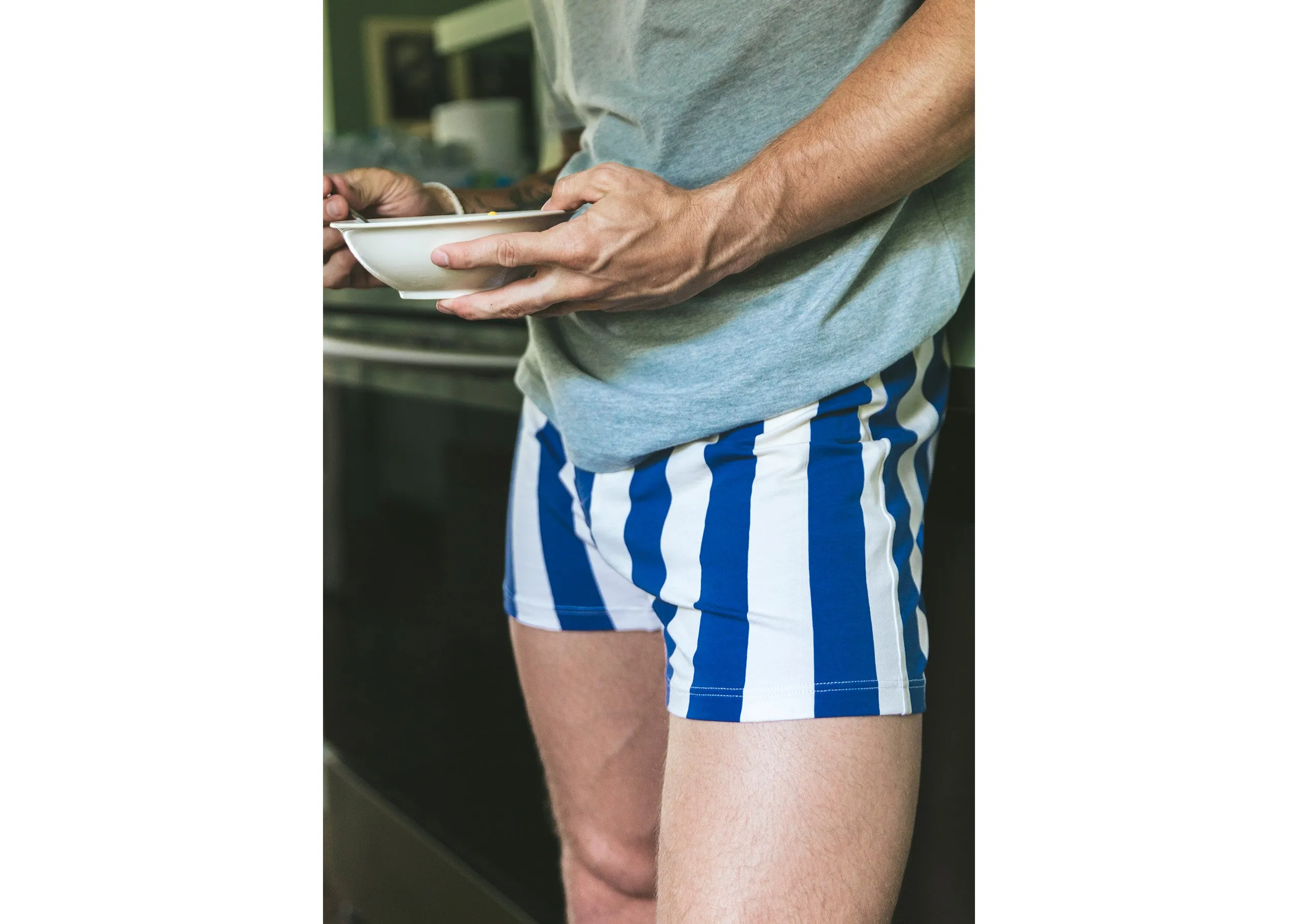 Slim Fit Boxer ~ Navy/Cream Cabana Stripe