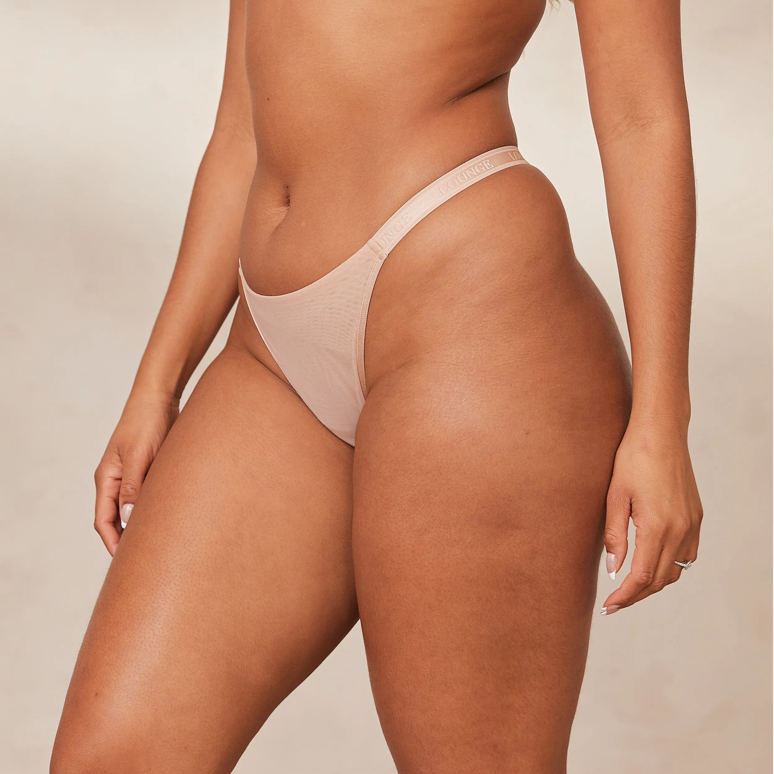 Smooth Mesh Thong - Taupe