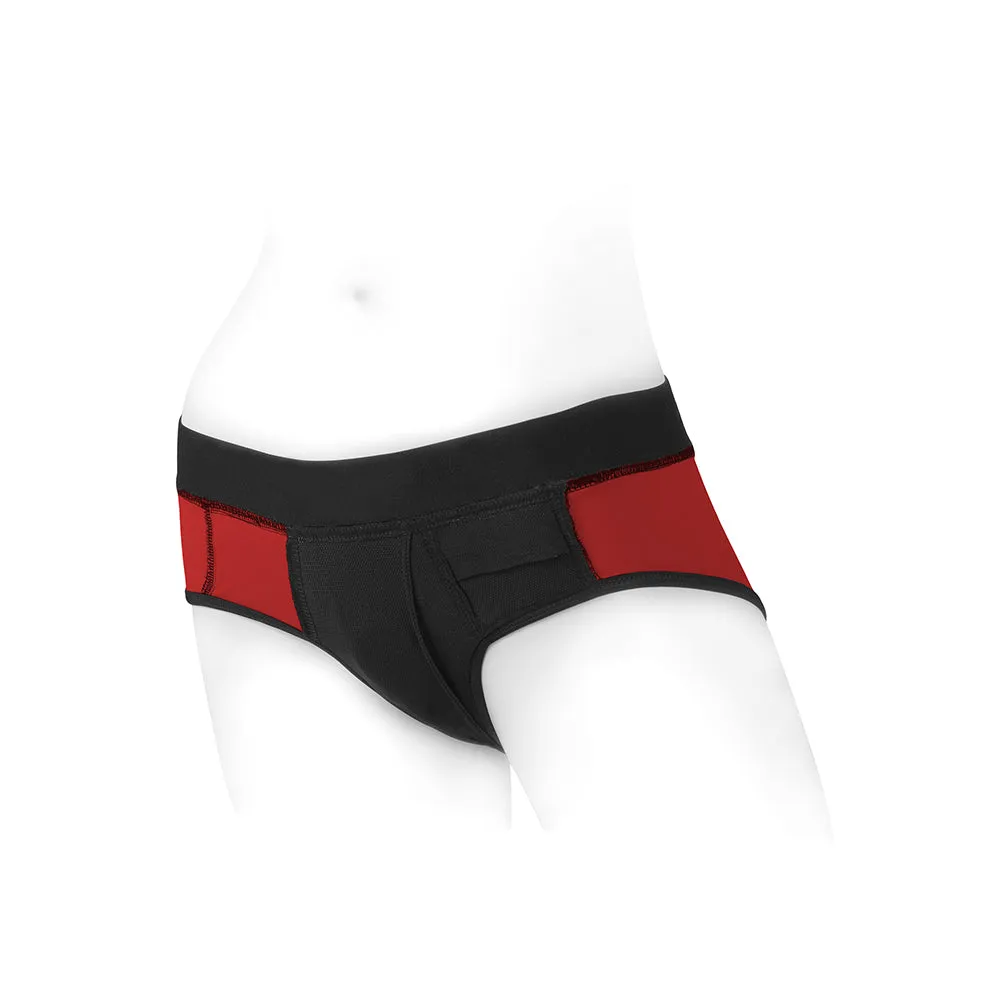 SpareParts Tomboi Nylon Briefs Harness Red/Black Size XXS