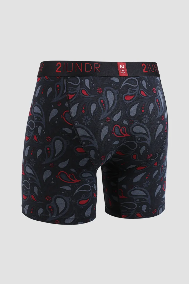 SWING SHIFT 6" BOXER BRIEF - BLACK PAISLEY