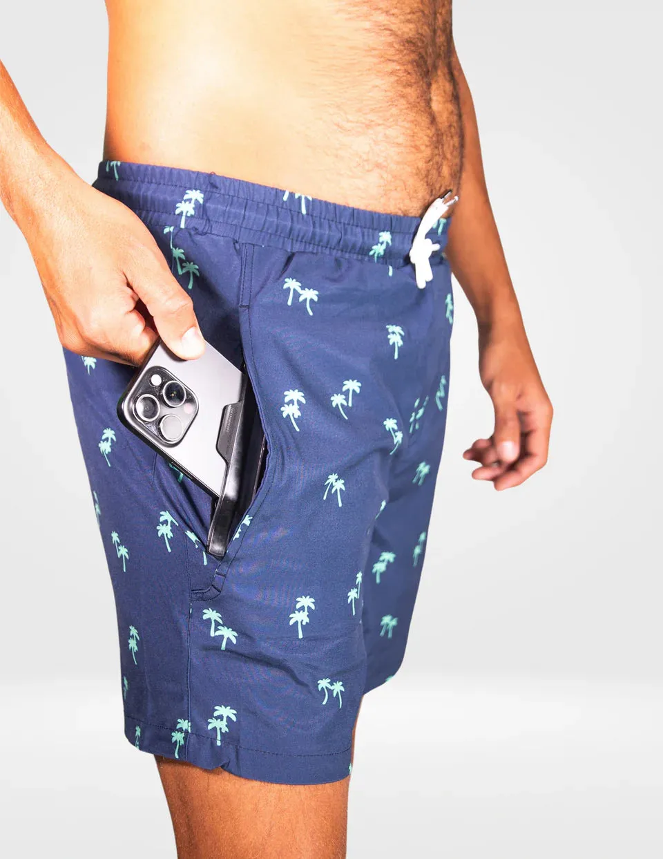 Tropical Trees - Swim Shorts with Waterproof Pocket