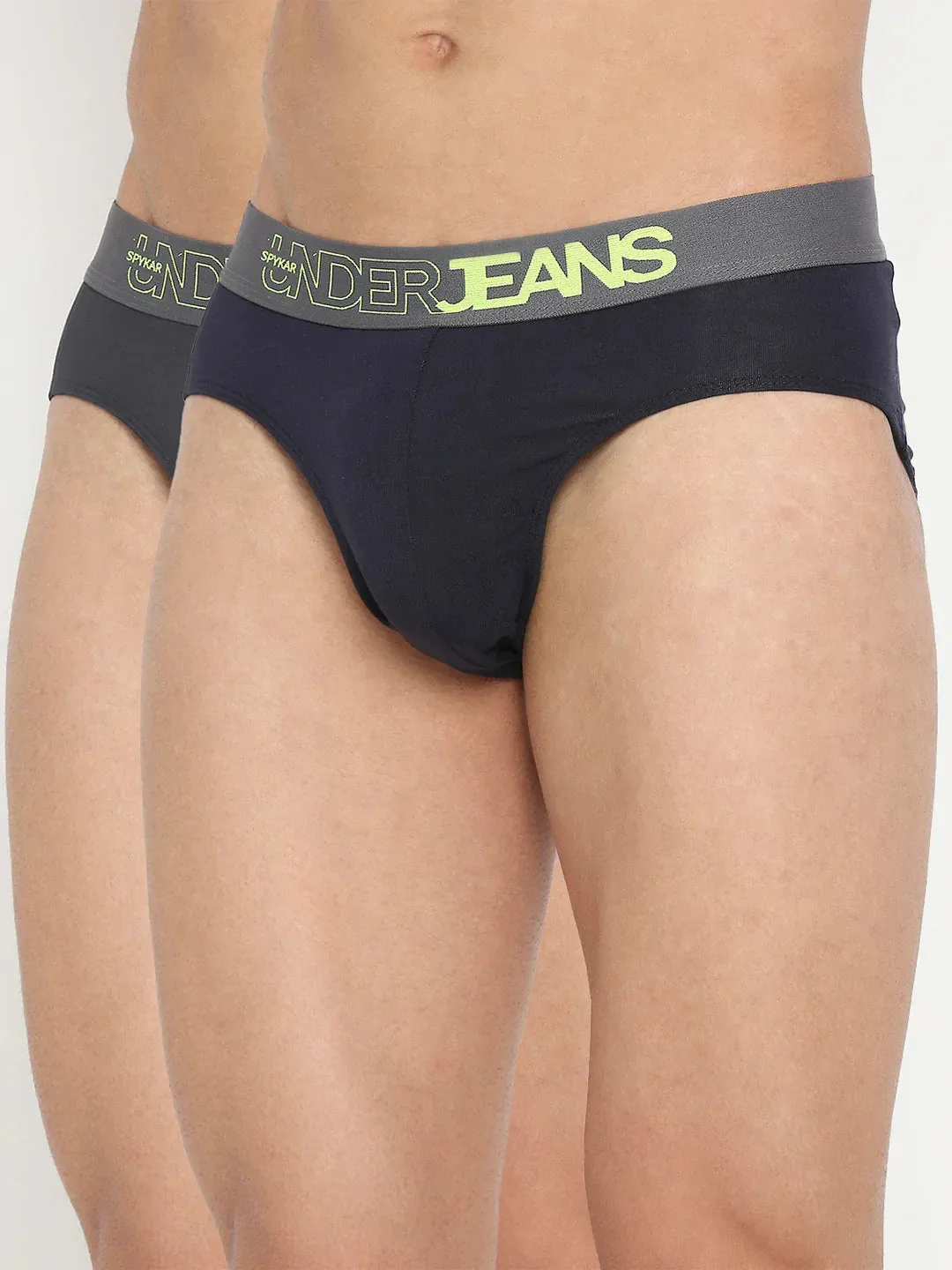 Underjeans By Spykar Men Premium Assorted Cotton Blend Brief Pack Of 2