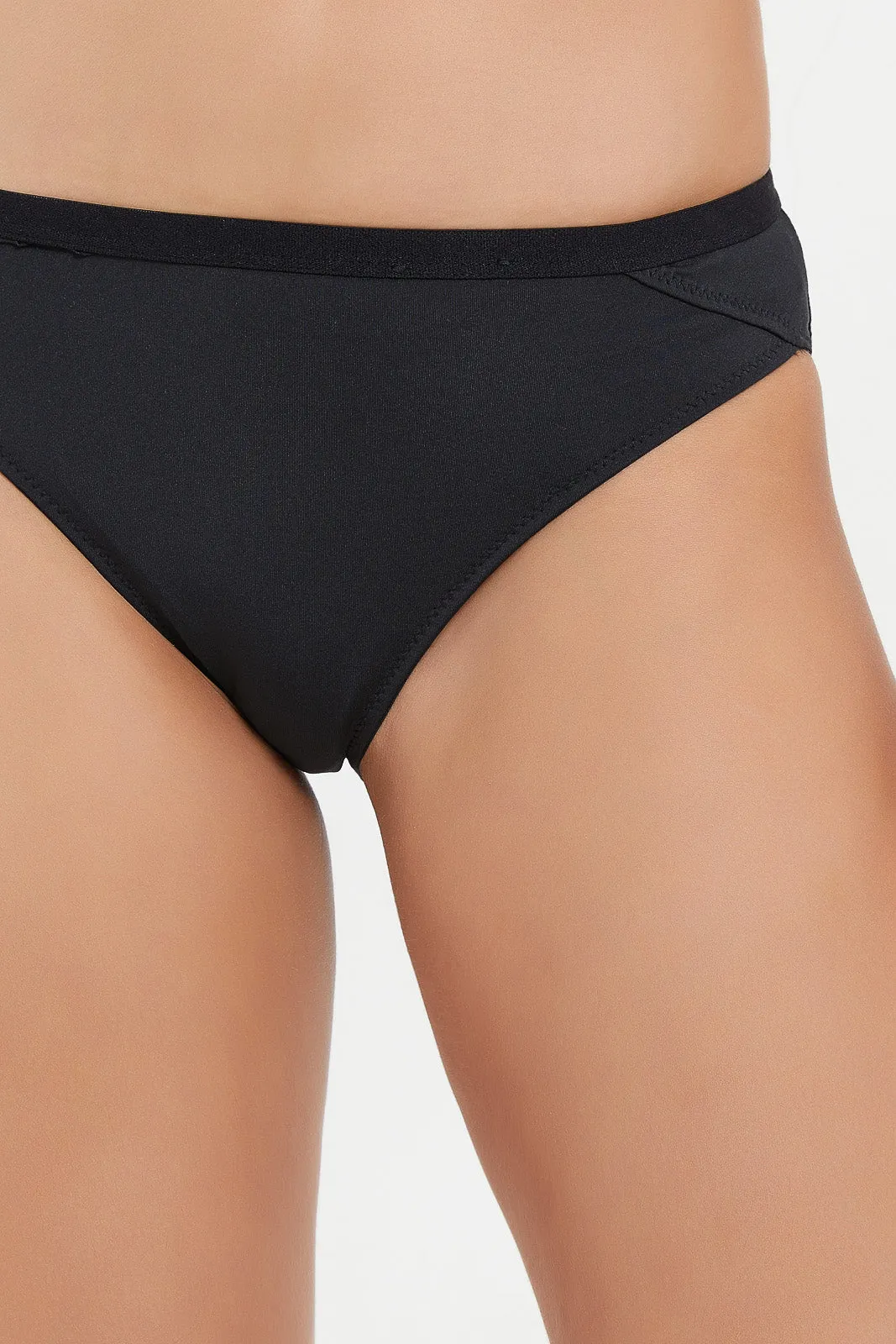 Women Black Hi-Leg Brief