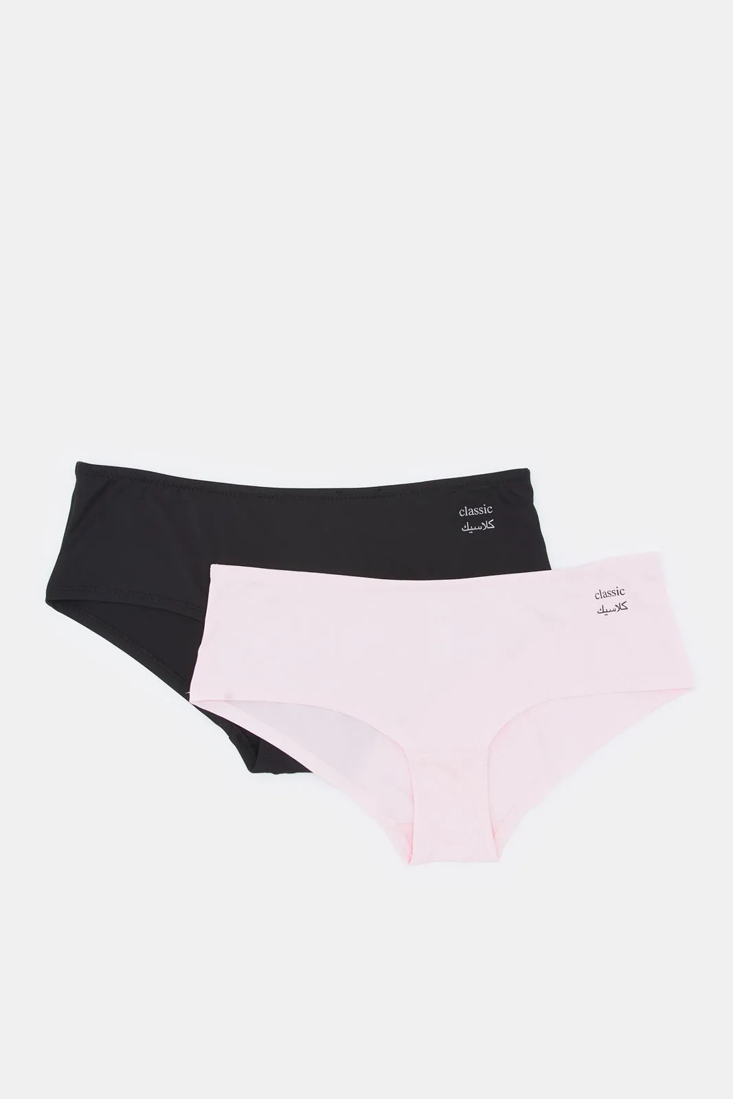 Women Pink And Black Boyleg Brief (Pack of 2)