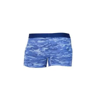 Wood Men's Super Soft Modal Blend 3 In Inseam Boxer Brief with Fly Blue Camo