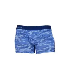 Wood Men's Super Soft Modal Blend 3 In Inseam Boxer Brief with Fly Blue Camo