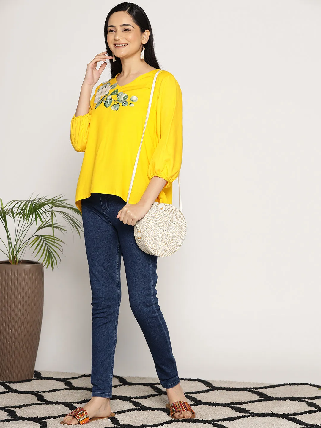 Yellow Rayon Top - PoppyMingle